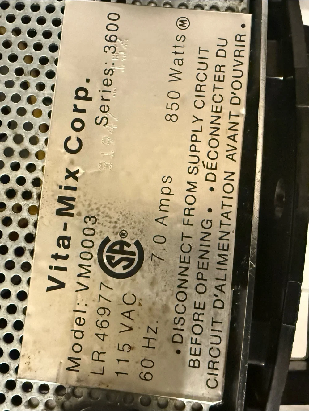 Vitamix 3600 Plus Blender Stainless Steel for Parts Read Description First